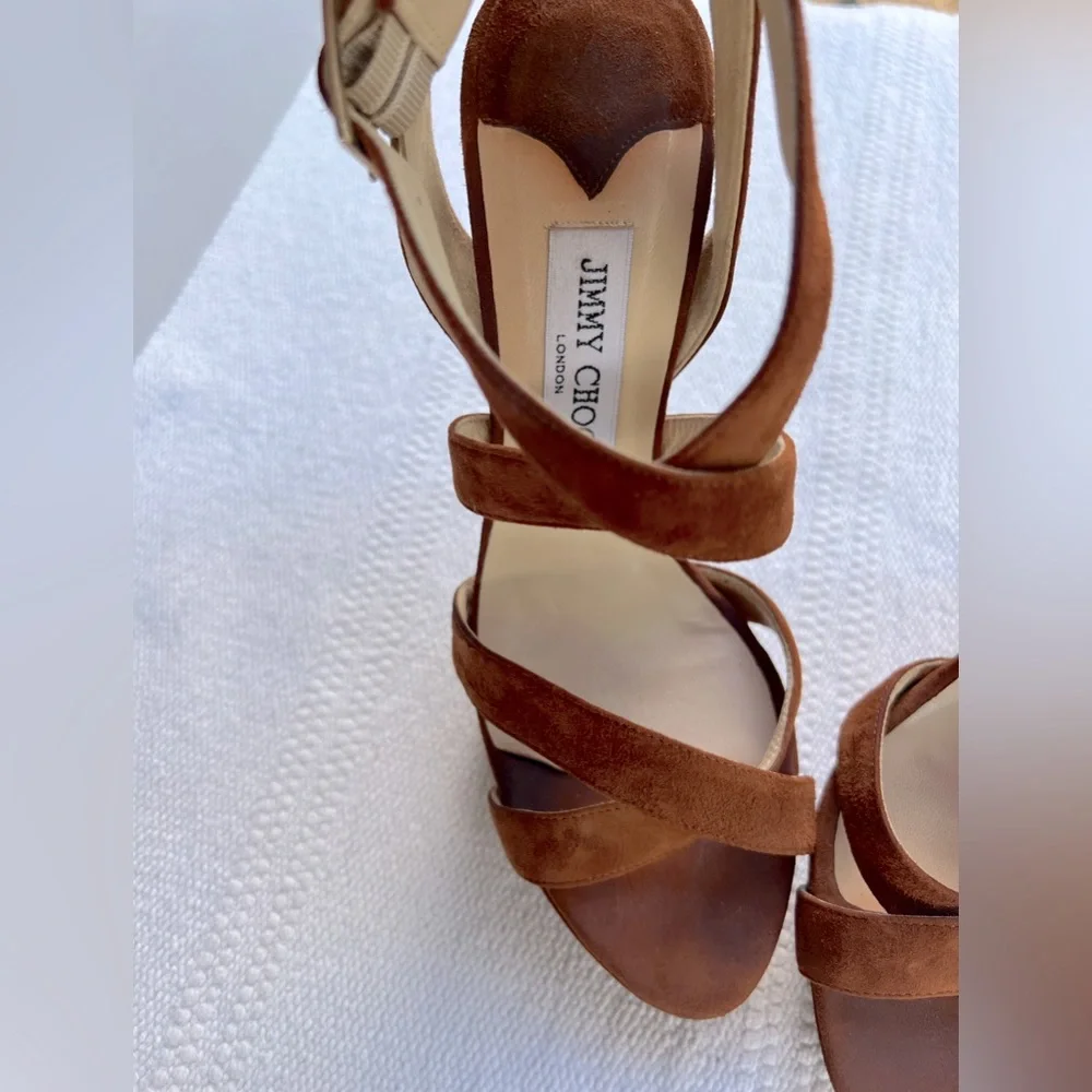 Jimmy Choo 6” Heels Brown Suede Size 39 - Picture 4 of 12